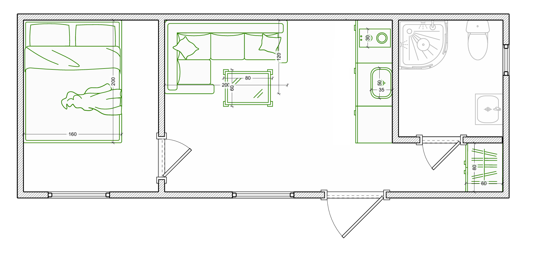 Model 12,0 m × 3,2 m